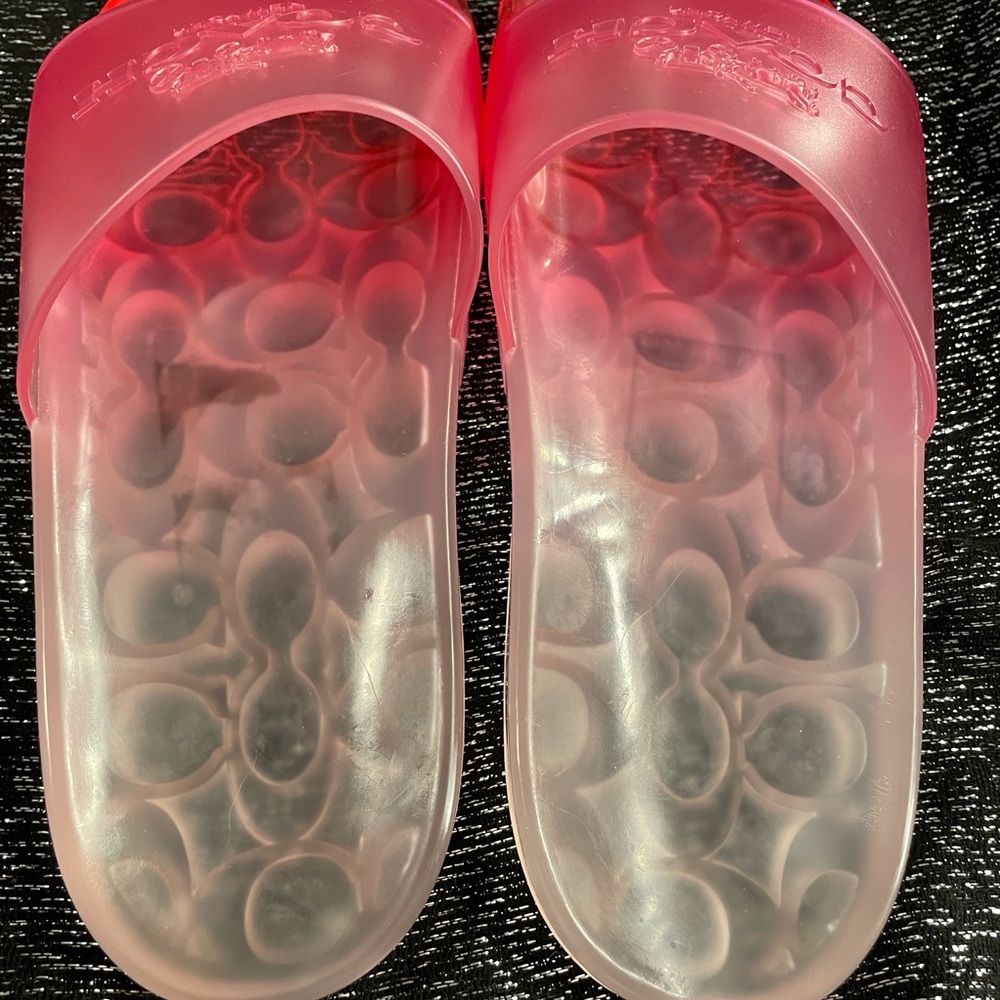 Coach Pink Translucent Slide Sandals Sz 8 - Picture 5 of 6